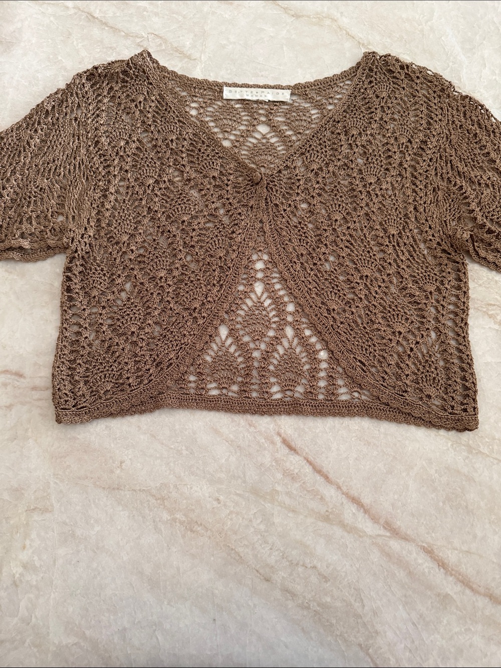 Bette Paige Woman Vintage crochet short sleeve shrug